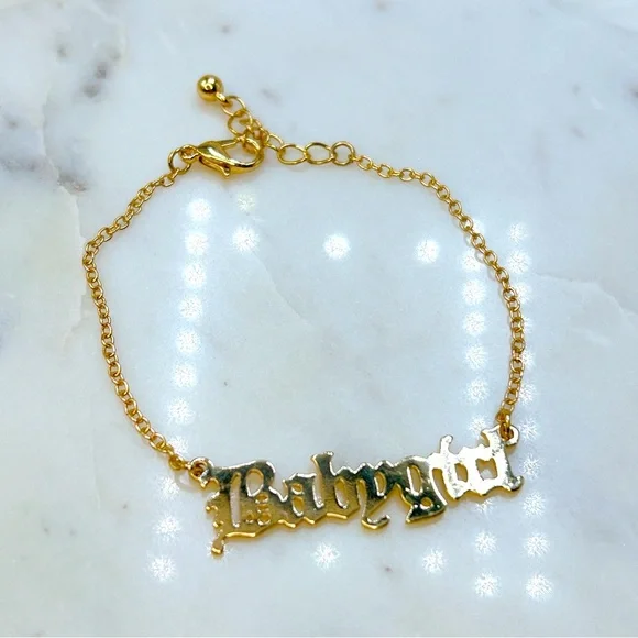 Babygirl gold bracelet 6” to 7” old english - Picture 5 of 5